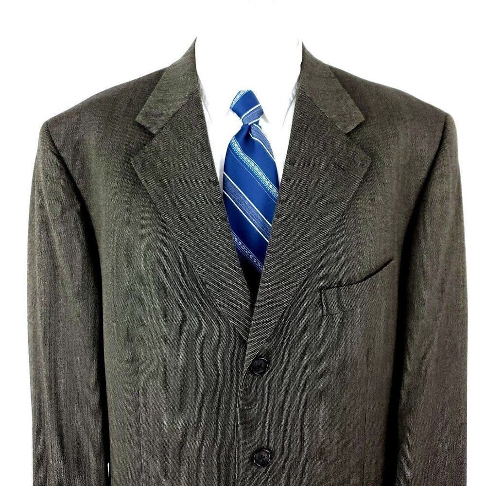 Monsieur Givenchy Worsted‎ Wool 4 Button Sport Coat 46L Brown Check